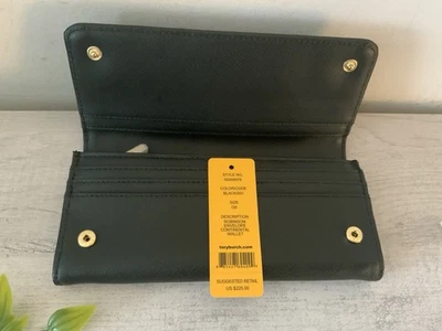 NWT TORY BURCH ROBINSON ENVELOPE CONTINENTAL WALLET BLACK LEATHER $225