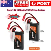 2X 7.4V 2S 35C Lipo Battery 1000mAh PH2.0 & JST Plug Axial SCX24 1/10 1/16 1/18