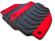 Floor Mats For Ferrari 488 GTB Leather with Red Alcantara Sewing AutoWin (for: Ferrari)