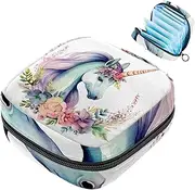 Period Bag,Sanitary Napkin Storage Bag,Unicorn Floral Bushes,Tampon Bag for Purse