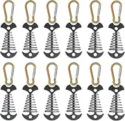 12 Pack Tent Rope Tightener with Clips, Aluminum Deck Tie Down | Cord Adjuster Tensioners, Tents tensioner Outdoor Camping Accessoriness for Camping Hiking (Black)