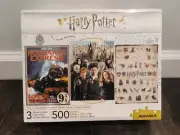 NEW Harry Potter 500 Piece 14"x19" Puzzle 3 Pack Set Crests Hogwarts Express