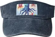 [RLDOBOFE] Sun Visor Hat Adjustable Empty Top Baseball Cap Colorful Squid Octopus Sun Hats for Women Men Sports Hats Summer Beach Cap