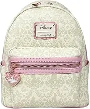 [Loungefly] Disney Princesses Damask Debossed Womens Double Strap Shoulder Bag Purse, White