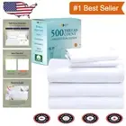 500 Thread Count Sateen Cotton Split King Sheet Set - White, Machine Washable