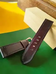 Luxury watch strap Shell Cordovan handmade , Dark grey , 22 mm width .