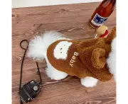 Autumn Winter Hooded Dog Clothing Solid Color Warm Plush Coat Coral Velvet Dog Jacket Clothes Teddy Bichon Costume Pet Supplies Size XL Colour Brown