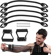 Chest Exerciser for Men - Muscle Training Exerciser with 5 Resistance Bands,Fitness Equipment, Ergonomic Muscle Strengthener for Home Apartment Outdoor Travel Backyard