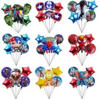在飛比找蝦皮購物優惠-超級英雄兒童生日派對裝飾氣球套裝蜘蛛俠美國隊長超人鋼鐵俠氣球