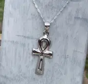 Egyptian silver Ankh pendant necklace