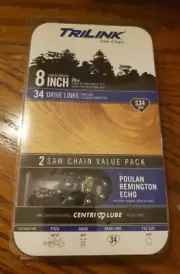 NEW TRILINK 8" S34 .043 SAW CHAIN: 2 SAW CHAINS VALUE PACK POULAN REMINGTON ECHO