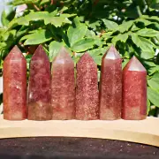 Wholesale Lot 1Lb Natural Strawberry Quartz Obelisk Tower Point Crystal Healing