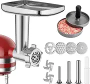 Metal Food Grinder Attachment for KitchenAid Stand Mixers HOZODO Silver