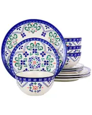 Laurie Gates Tierra Star 12pc Hand Painted Dinnerware Set