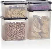 [Tupperware] Brand Modular Mates Squares Set - 4 Airtight Dry Food Storage Containers with Lids (5, 11, 17 & 23 Cup Sizes) - Dishwasher Safe & BPA Free