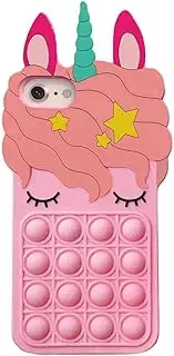Asgens Fidget Pop Case for iPhone 6/6S/7/8/SE 2020, Cute Lovely Light Pink Magic Unicorn Pressure Relieve Fidget Push Bubbles Silicone Soft Phone Case for Apple 6/6S/7/8/SE 2020 4.7 inch