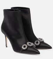 [Manolo Blahnik] Manolo Blahnik Balvisa embellished satin ankle boots AU 9 black