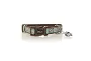 Doog Neoprene Clip Dog Collar - Benji - Aqua Blue & Brown Chevron