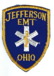 Jefferson (Ashtabula Co.) OH Ohio EMT Emergency Medical Technician patch - NEW!