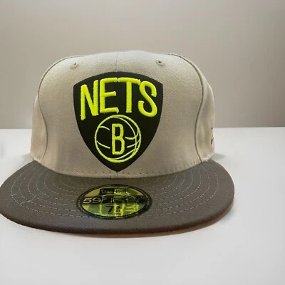 Mens New Era NBA 5950 BRONET BASIC LOGO -BROOKLYN NETS Gray/green 7