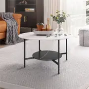 Luxury Glam Round Accent Coffee Table Sofa Leisure Tea Table with Solid X-Base