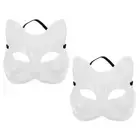2pcs Masquerade Mask Blank Fox Mask Unpainted Mask Decorative Mask Funny Mask
