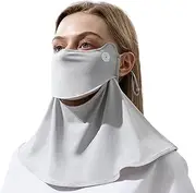 [TOPORTY] Unisex Sun Protection Face Mask with Adjustable Ear Loop Ice Silk Bandana Scarf Cooling Face Neck Covering UV Protection for Summer Outdoor Sports, Grey, One Size