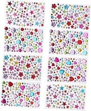 jojofuny 8 Sheets Self Adhesive Face Gems Rhinestone Stickers for Makeup Festival Crafts Eye Catching Hair Gems DIY Nail Decoration for Parties and Celebrations