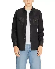 Replay Western Denim Shirt Long Sleeve Men Black