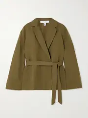 [NET-A-PORTER For The King’s Foundation] NET-A-PORTER For The King's Foundation - Belted Linen And Tencel™ Lyocell-blend Jacket - Green - UK 6 UK 6 Green