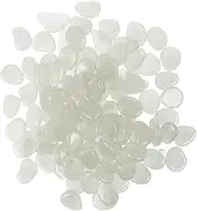 Garneck 100pcs Glow in The Dark Pebble Stones – Luminous Decorative Rocks for Vases - Plant Pots - and Terrariums – for Indoor and Outdoor Decor Long Lasting Afterglow White