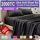 2022 New 4 Pieces 2000TC Flat Fitted Sheet Set Bed Single/Double/Queen/King/KS