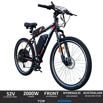 TDR 27.5" INCH EBike 52V 2000W Electric Bike, Samsung 5000mAh Cell 15AH Battery