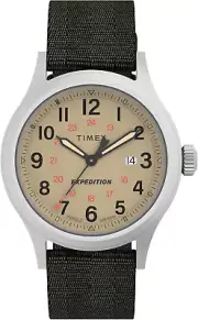 Timex Men'S Expedition North Sierra 40Mm Watch - Black Strap Green Dial Silver-T