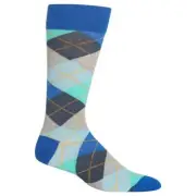 Hotsox Mens Argyle Socks, Blue, 1 Pair, Mens Shoe 6-12.5