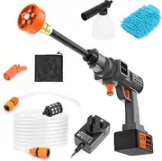 [Stichzy] Cordless Portable Pressure Washer - 700PSI Battery Pressure Washer - Battery Powered Jet Wash Kit for Car/Floor/Garden Cleaning & Watering(SG580,Black)