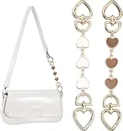 uxcell Bag Extender Chain, 2 Pcs Purse Strap Extenders Heart Shape Chain Purse Making Supplies for Replacement Handbag Shoulder Bag Wallet Decoration, White/Brown