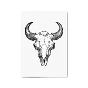 Minimal Bison Skull Man Cave Artwork Wall Art
