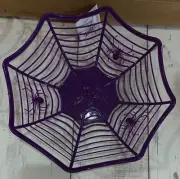 Happy Halloween Novelty Basket Bowl - Purple/Spiders/Web 11”x11” - NEW