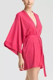 NEW NATORI PINK APHRODITE KIMONO WRAP ROBE SZ S SMALL