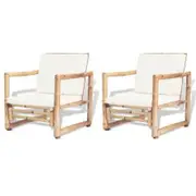 Garden Chairs 2 pcs with Cushions and Pillows Bamboo