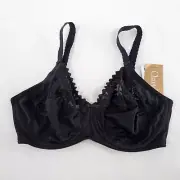 Chantelle Amazone Full Figure Underwire Bra 34D Black Unpadded Lace Trim 2101