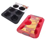 Daily Bake Silicone 6-Cup Jumbo Muffin Pan - Red