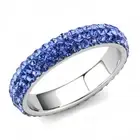 Jewel Encrusted Stainless Steel Eternity Band Royal Blue Crystal TK316