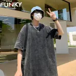 ☆FUNKY 小版男裝☆ 獨家預購 夏季新品 復古街頭風格 重度水洗仿舊素面短袖T恤 短T 素T 寬鬆 落肩 雪花 素色