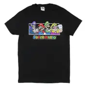 Super Mario Men Distressed Luigi Mario Wario Waluigi Line-Up Adult T-Shirt Exquisite Workmanship L