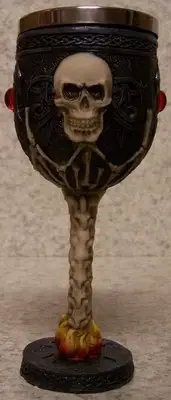 Wine Brandy Goblet Skull and Backbone Halloween 3 oz NEW Stainless Steel insert