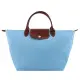 【LONGCHAMP】LE PLIAGE系列短把尼龍摺疊水餃包(展示品/中/霧藍)