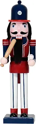 Christmas Baseball Nutcracker Decorations - 14 Inch Handmade Wooden Figures for