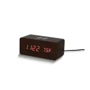 Walnut Finish Wireless Phone Charger Clock